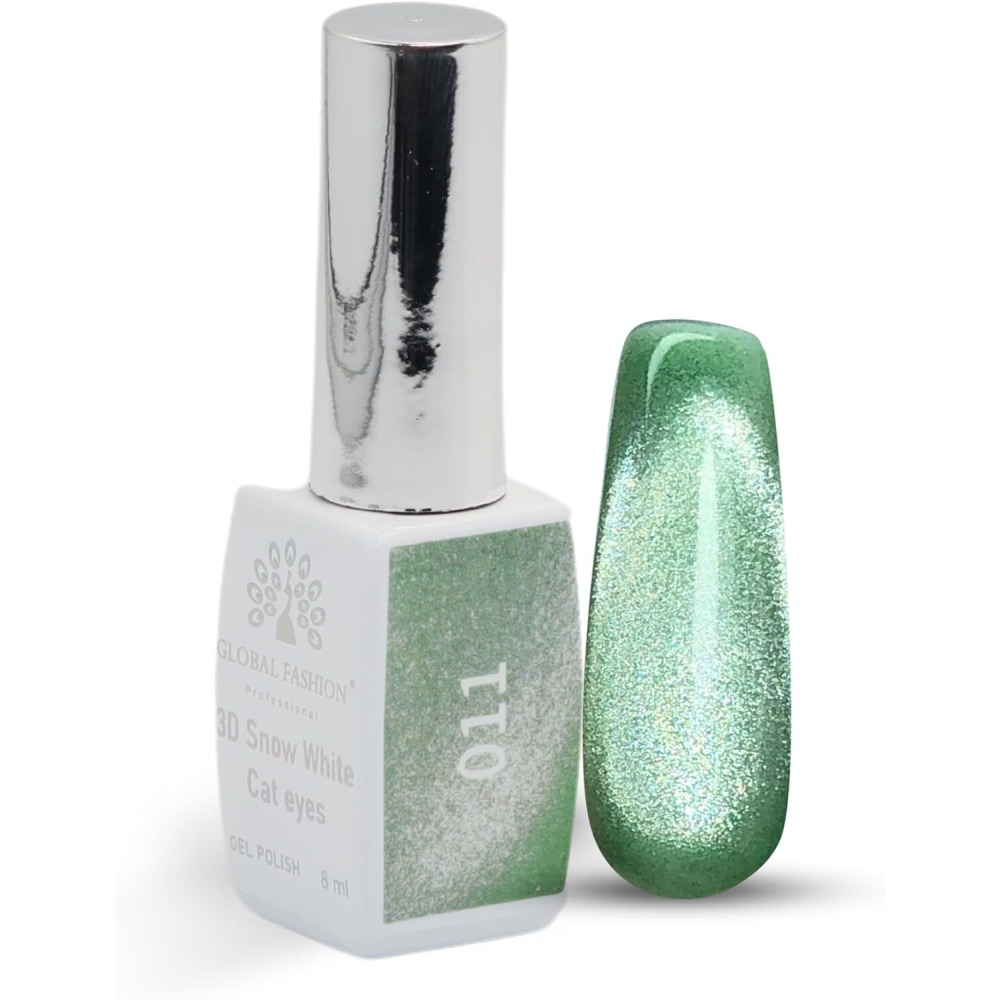 Global Fashion Professional 8 МЛ 3D Snow White Cat Eye Gel POLISH - Стойкий, МЕРЦАЮЩИЙ ЛАК ДЛЯ ногтей, (011, 8 мл) - 1