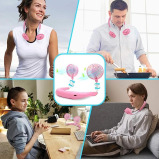 Portable Neck Fan, USB Rechargeable Fan, Hands Free Mini Personal Wearable Necklace Fan can Rotate 360Freely with Dual Wind Head and 3 Level Air Flow  - 6 miniature