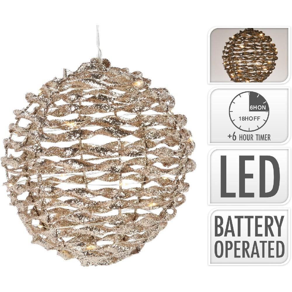 Koopman Xmas Ball 15cm 20 LED Micro Warm White Gold - 1