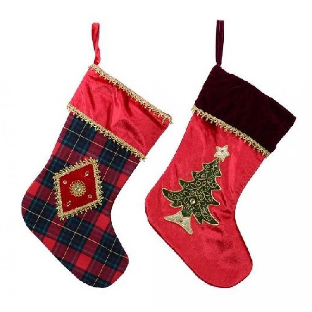 Kaemingk Decoris 44cm Stocking Polyester Stocking Assorted 1 Piece - 1