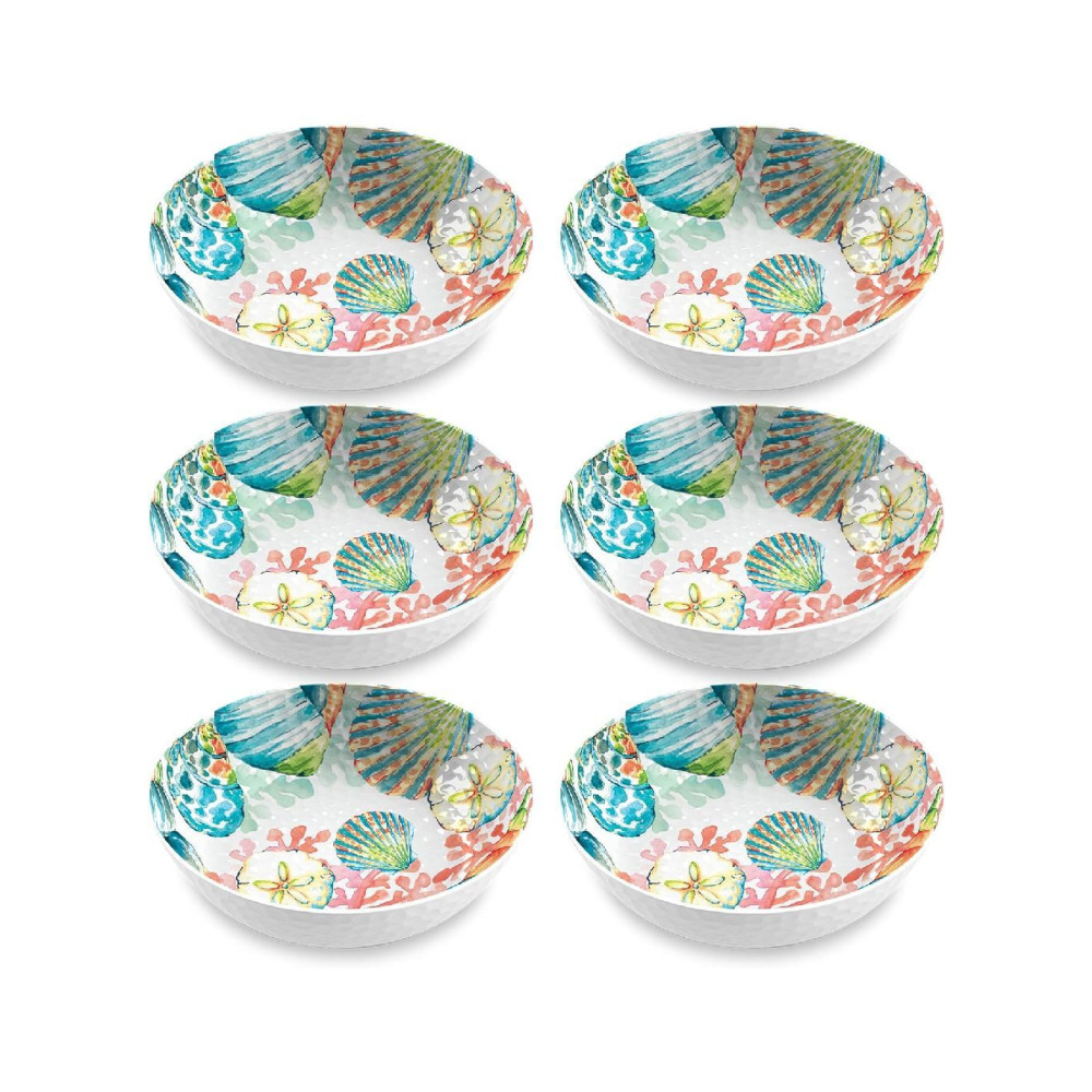 TarHong Sandbar Brights Ocean Themed Low Bowl, 8-Inch, 38-Ounce, Pure Melamine - 4