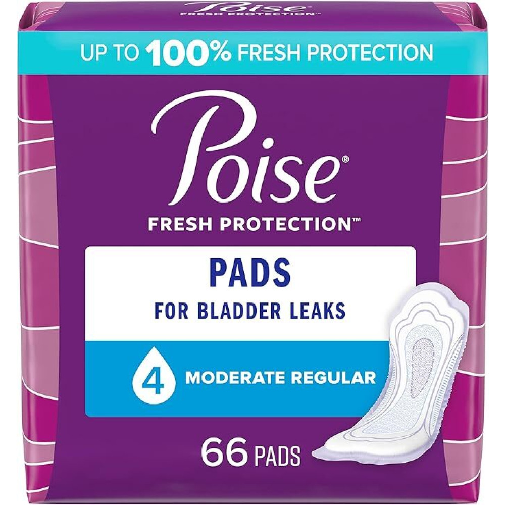 Poise Incontinence Pads Moderate Absorbency Regular 66 Count - 1