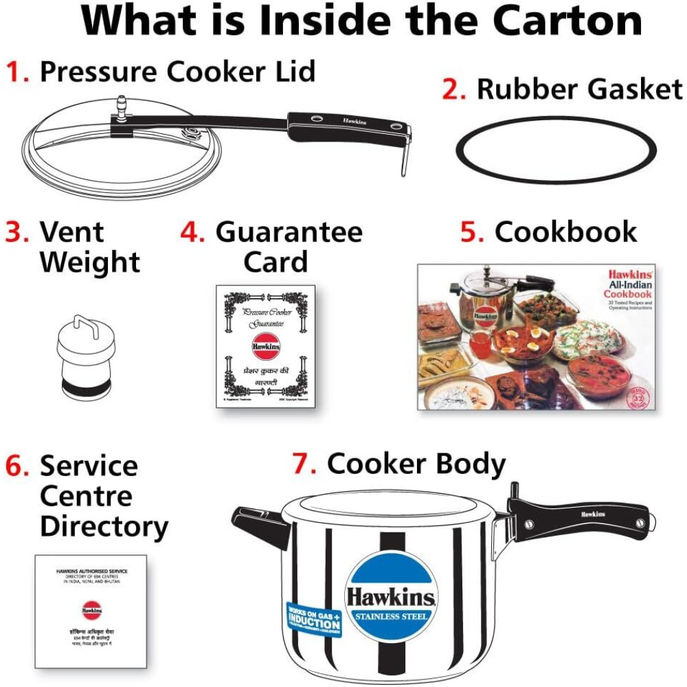 هوكينز طنجرة ضغط، طنجرة ضغط داخلية من الفولاذ المقاوم للصدأ، فضي (Hss50)، 5 لتر - 4