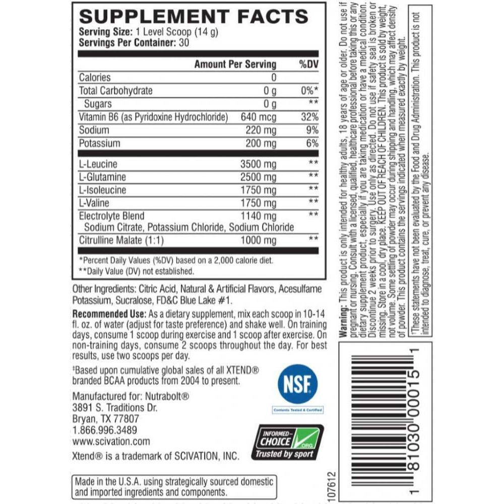 Xtend Original BCAA, Strawberry Kiwi Splash, 30 - 6