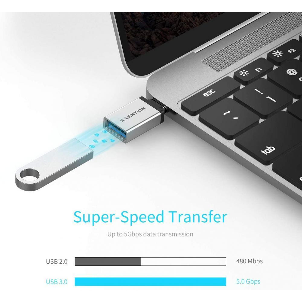 LENTION / Cable adapter, USB C to USB 3.0 Adapter, Type-C male to type A female - 2