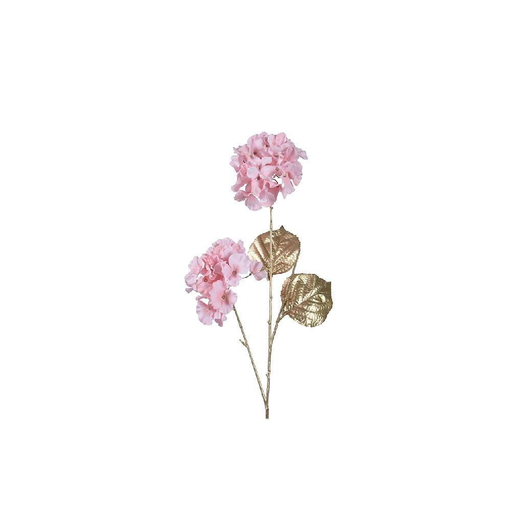 Kaemingk Decoris Hydrangea On Stem Polyester with Matt Gold Champange Leaf Blush Pink - 1