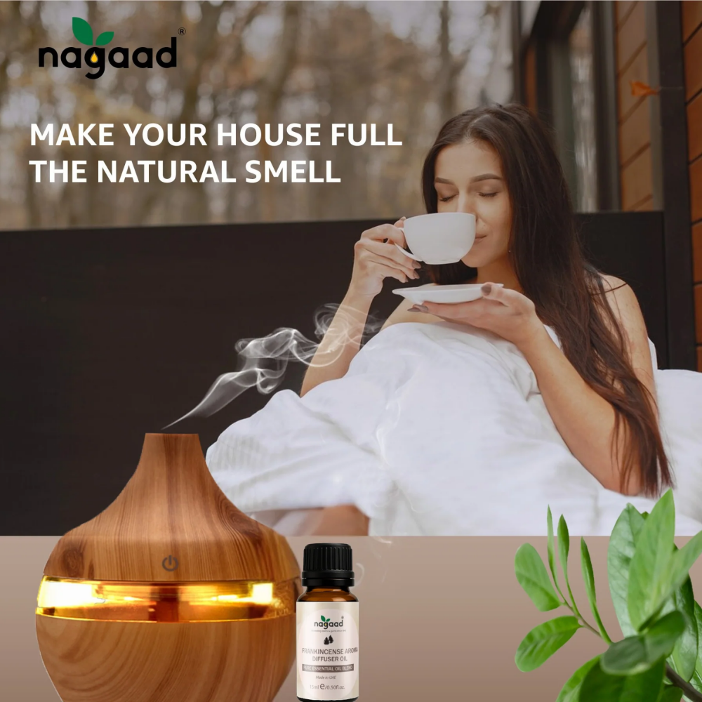 Nagaad Frankincense Aroma Diffuser Essential Oil Blend - 100% Organic Boswellia for Aromatherap - 4