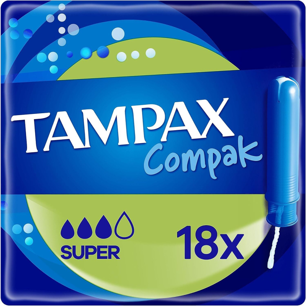Tampax Compak, Tampons With Applicator, Super, 18 count - 1