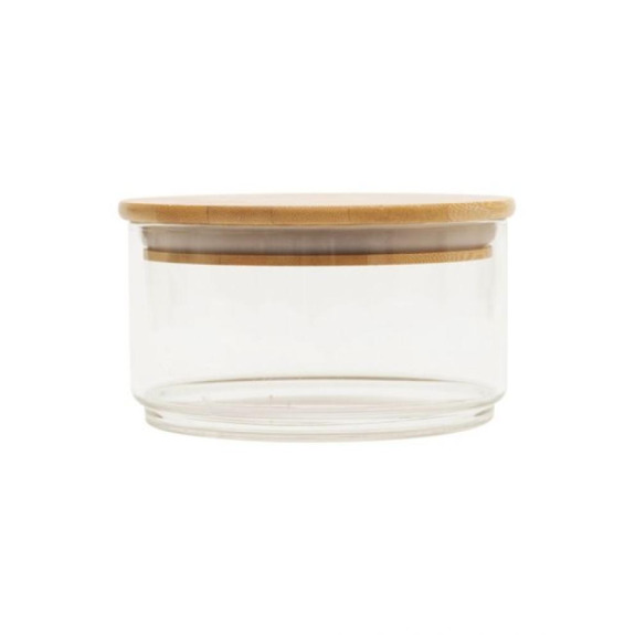 وعاء تخزين صغير كبير دائري قابل للتكديس مع غطاء من الخيزران 650 مل