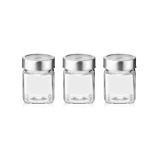 Treo By Milton Cube Storage Glass Jar, Set of 3, 180 ml, Transparent - 1 miniature