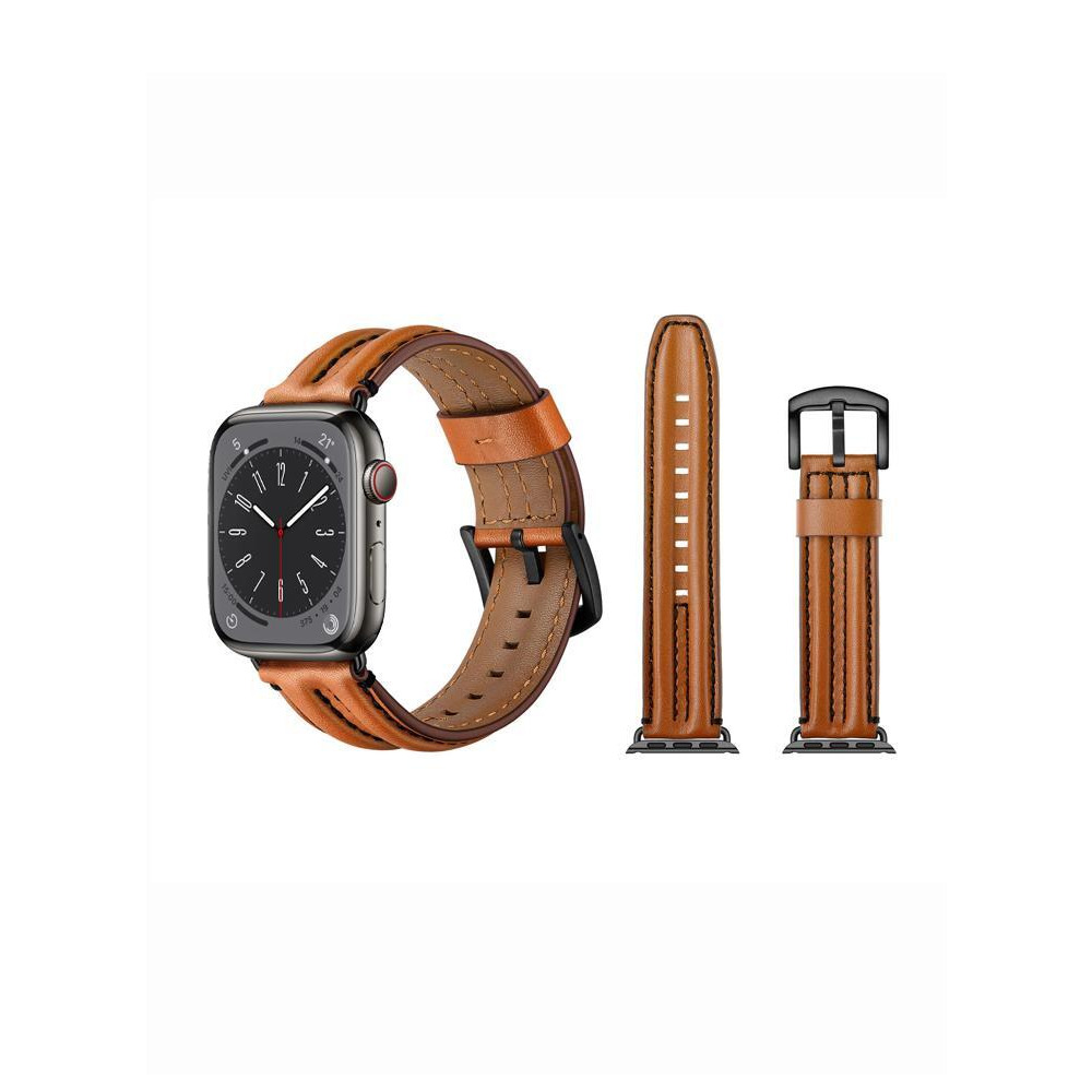 Perfii Humped Leather Replacement Band For Apple Watch 49/45/44/42mm Series Ultra/8/7/6/5/4/SE - 1