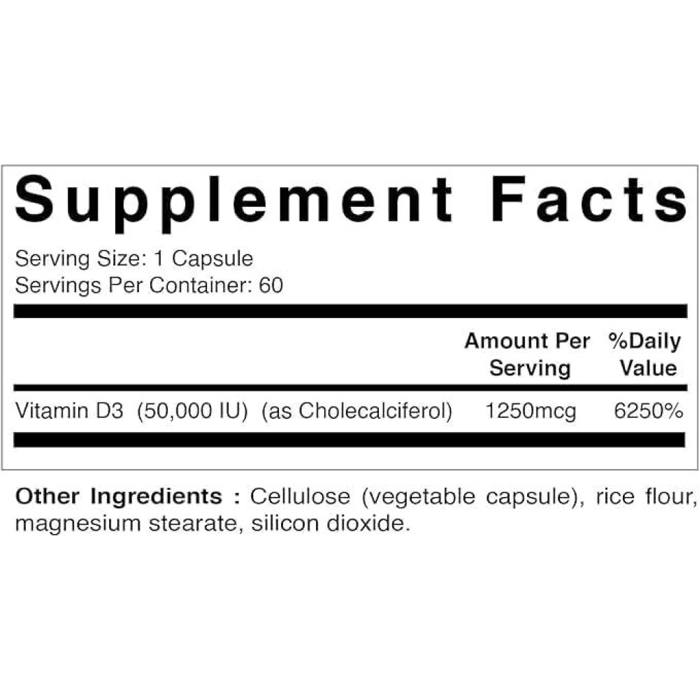 Vitamatic, Vitamin D3, 50,000 IU, 60 Vegetable Capsules - 4