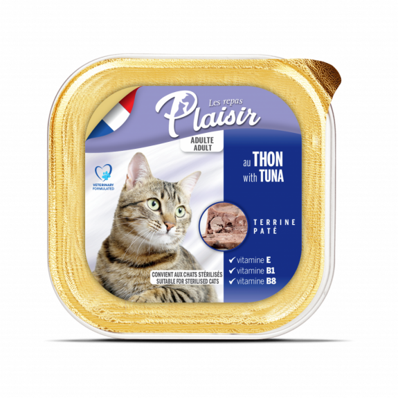 PLAISIR, Влажный корм, ВЗРОСЛЫЙ, ПАШТЕТ, Tuna Alu TRAY, 32*100 г