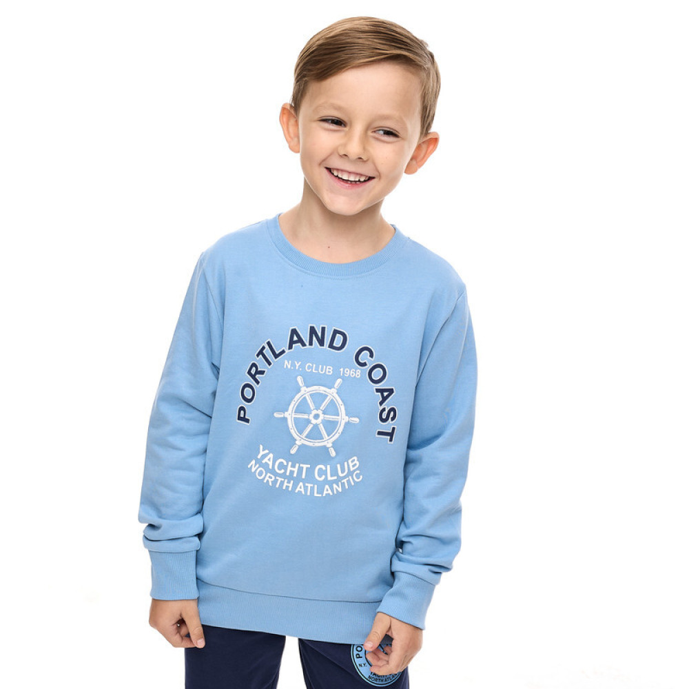 طقم مكون من قطعتين من سويت شيرت وبنطال رياضي للأولاد (7-8 سنوات) أزرق فاتح - أزرق داكن - 4