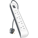 Belkin / Power strip, 4-Way, 2 m cord length, 14Awg capacity with On/Off switch, White - 1 miniature