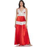 ثوب نوم مخفي الجمال، ملابس داخلية DIVINE DECADENCE، رقبة على شكل حرف V، أحمر، مقاس واحد - 1 miniature