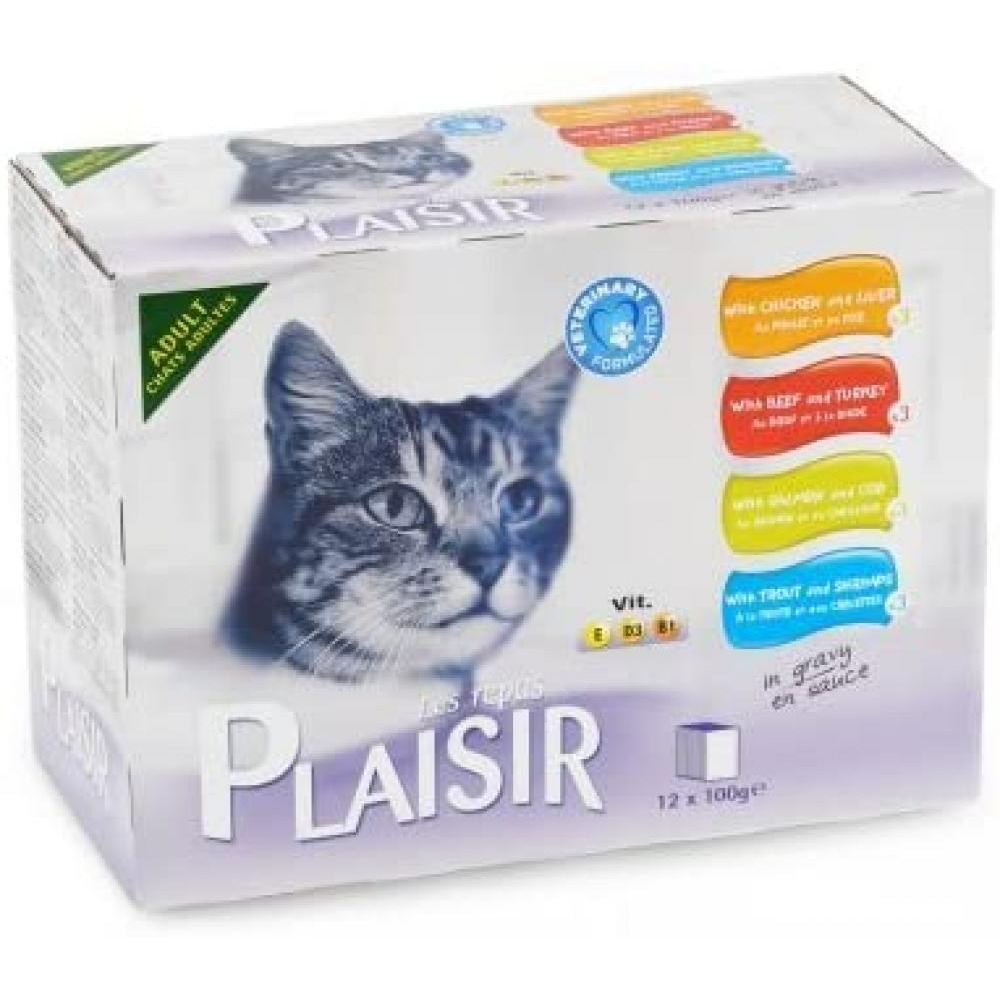 Plaisir / Cat food, Cats chunks in gravy, 12 x 3.5 oz (100 g) - 6