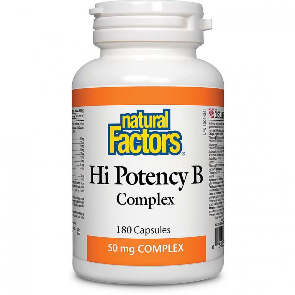 Natural Factors Hi Potency КОМПЛЕКС B, 50 мг, 180 Капсул - 1