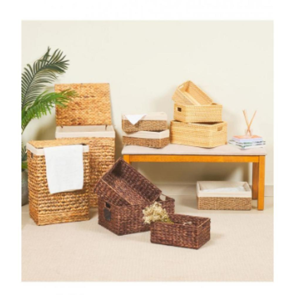 Homesmiths Natural Rattan Storage Bins With Handles Small - 4