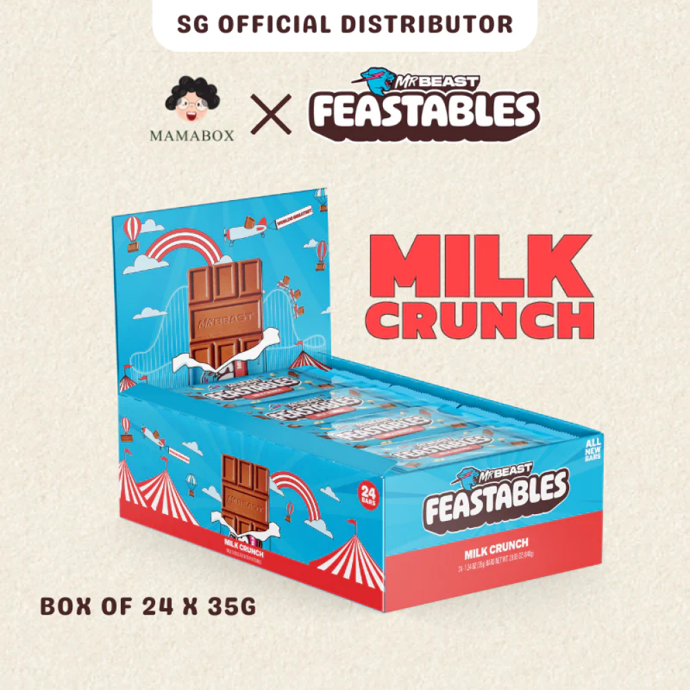 Feastables MrBeast Milk Chocolate with puffed rice Crunch Bar (24 Count) 35g - 1