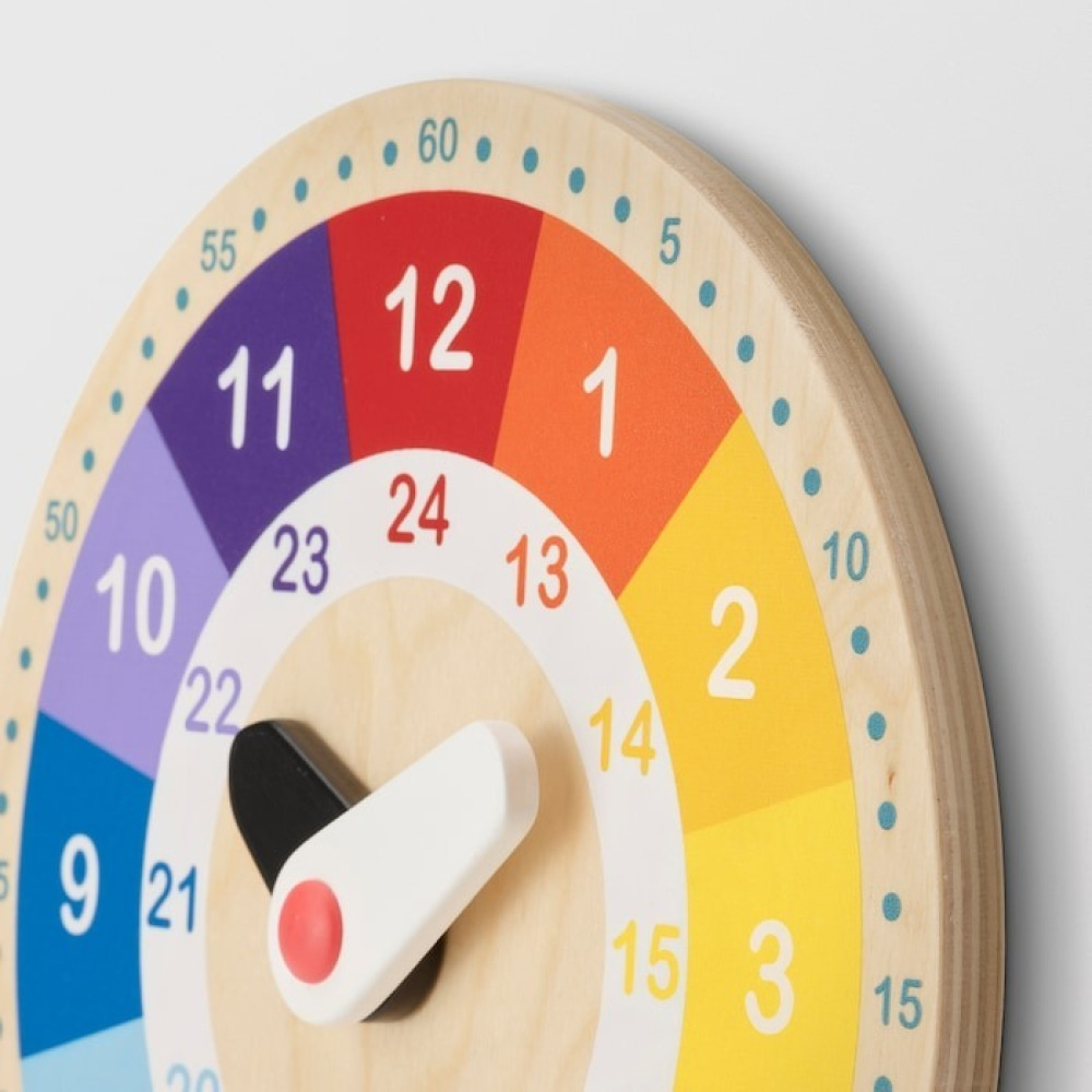 IKEA UNDERHÅLLA Educational Wooden Clock, Multicolour, 25 cm – Fun and Interactive Time-Teaching Toy for Kids - 5