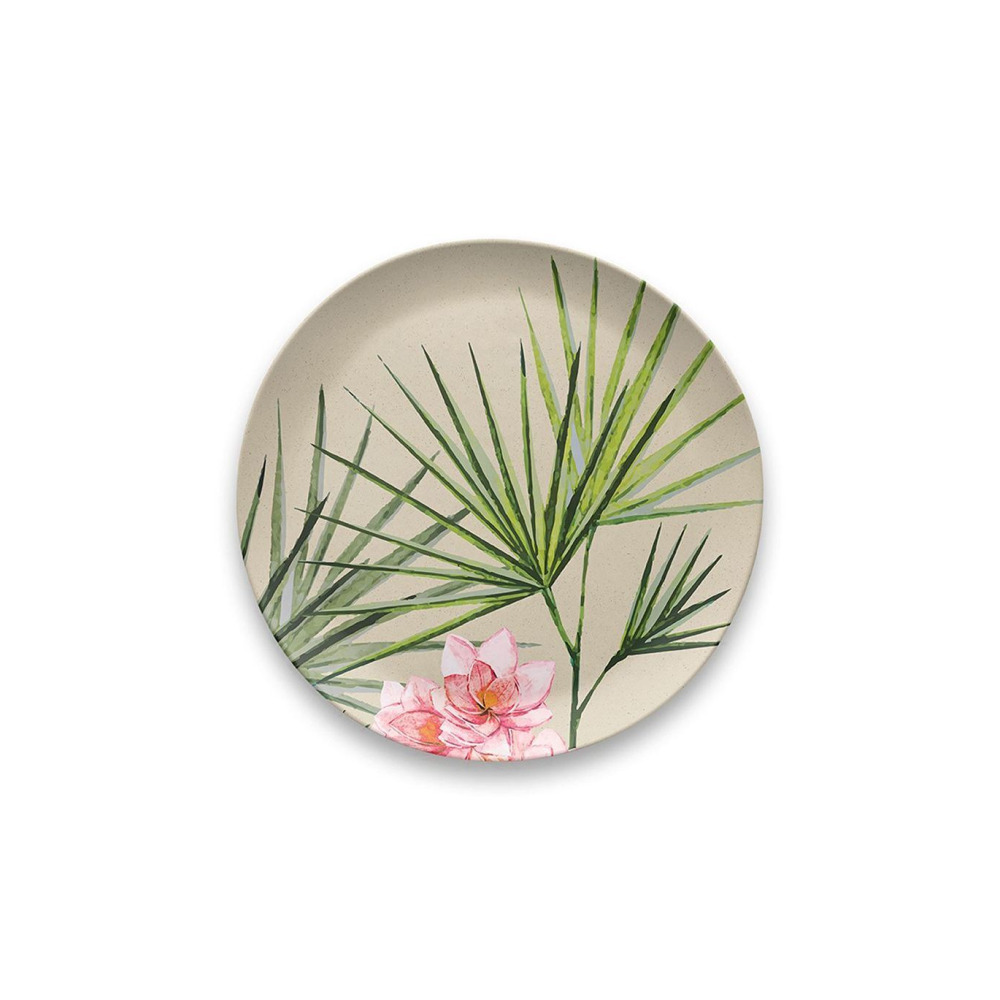 TarHong Palermo Tropical Bamboo Round Platter, 14"", Proprietary Merge Material Mix (Bamboo powder & Melamine)" - 1