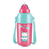 Milton Kool Trendy 400 Plastic Insulated Water Bottle with Straw for Kids, 370 ml, Cherry Pink - 1 miniature