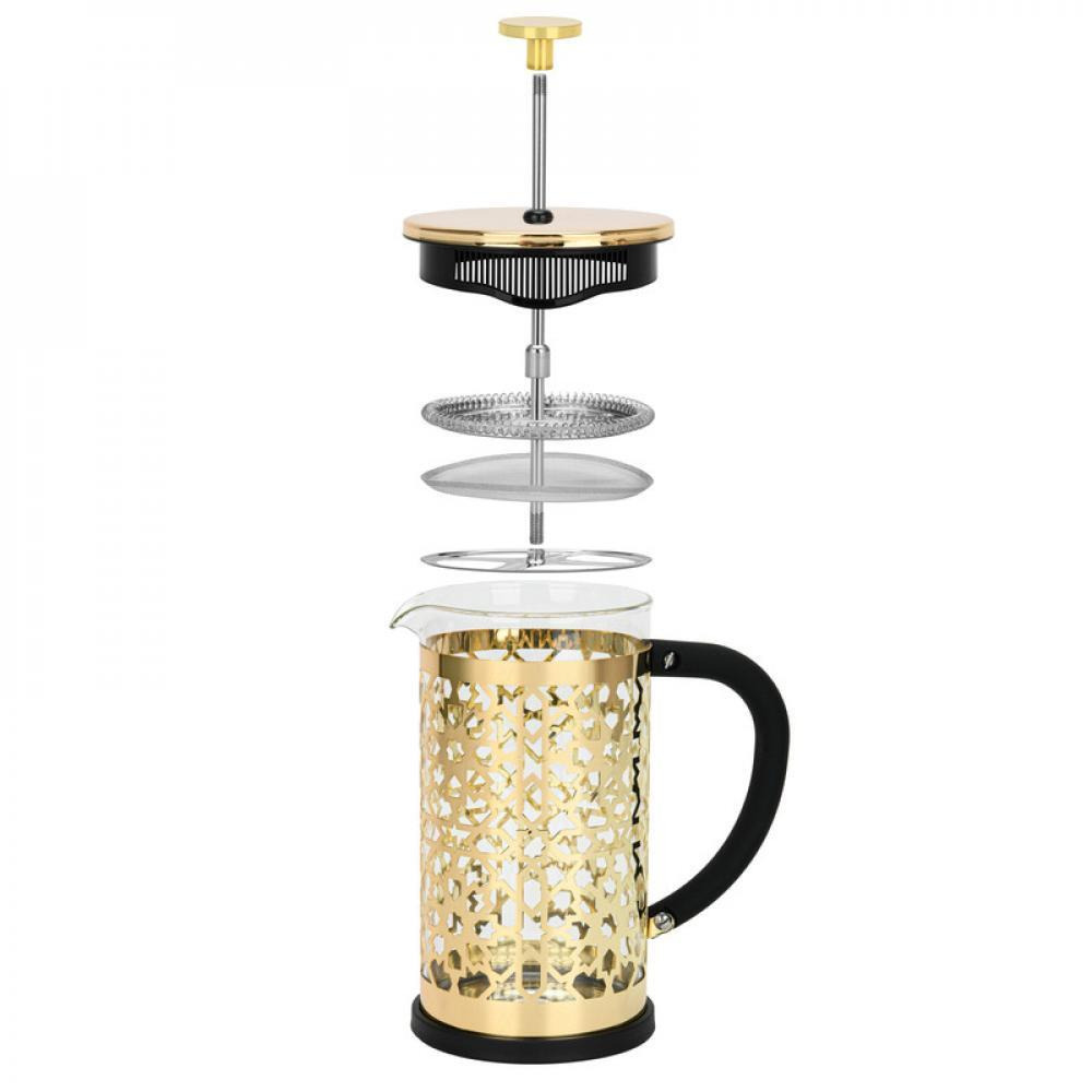 Fissman French Press Coffee Maker Borosilicate Glass Arabica Series Gold/Black 1000ml - 2