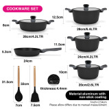 Fissman 11-Piece Cookware Set Stella Series Aluminum with Non-Stick Coating with Cooking Spoon And Turner - 5 miniature