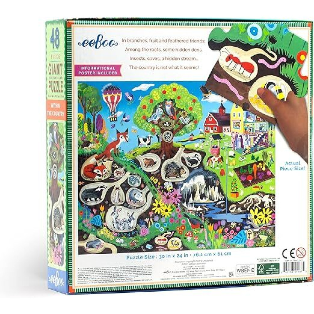 eeBoo Within The Country 48 Piece Giant Floor Jigsaw Puzzle,Multi,1 ea,PZWHCO - 2