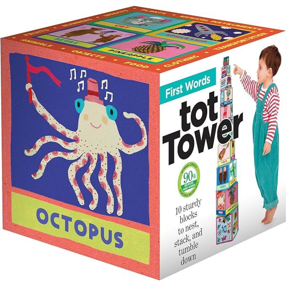 مكعبات تكديس برج توت فيرست ووردز من إيبو للأطفال الصغار، متعددة الألوان - 2