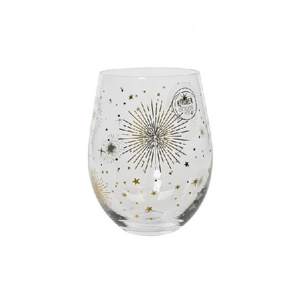 Kaemingk Decoris Drink Glass with Golden Star & Dessin Decal Paper - 1