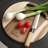 Fissman Slicing Knife With Raised Dots And Hevea Wood Handle Wakizashi Series With X50CrMoV15 High-Alloy German Steel Silver/Brown 8inch (20 cm) - 2 miniature