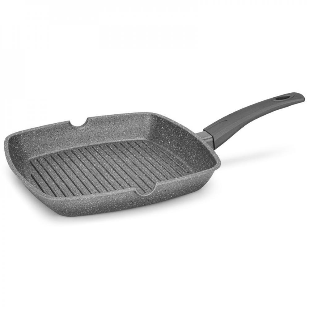 Fissman Square Grill Pan With Bakelite Handle Stone Series Non Stick Coating Platinum Black 28x4.3cm - 1