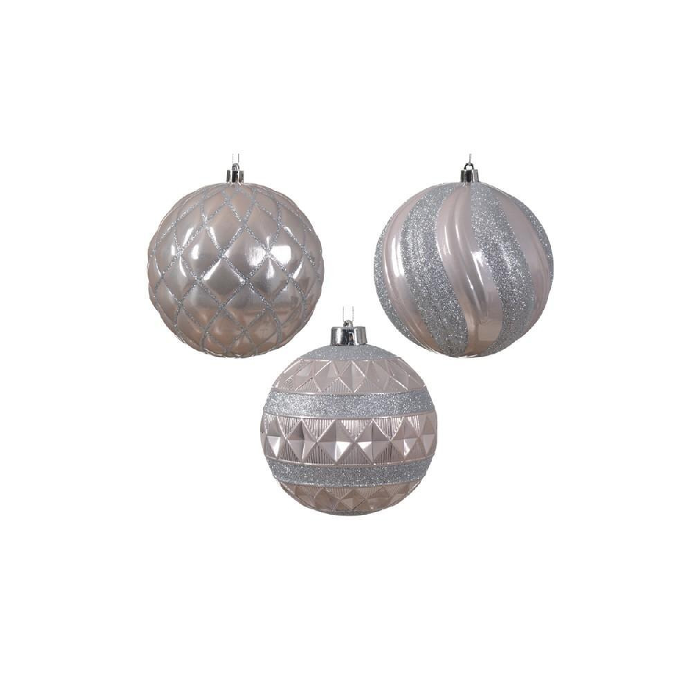 Kaemingk Decoris 12 cm Baubles Shatterproof Blush Pink Assorted 1 Piece - 1