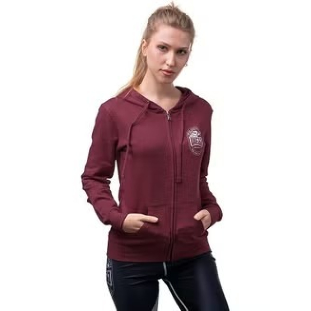 ЖЕНСКАЯ Куртка С Капюшоном На Молнии для ДЖИУ-ДЖИТСУ Оаэ, ЧЕРНАЯ ягода, РАЗМЕР XS - 3