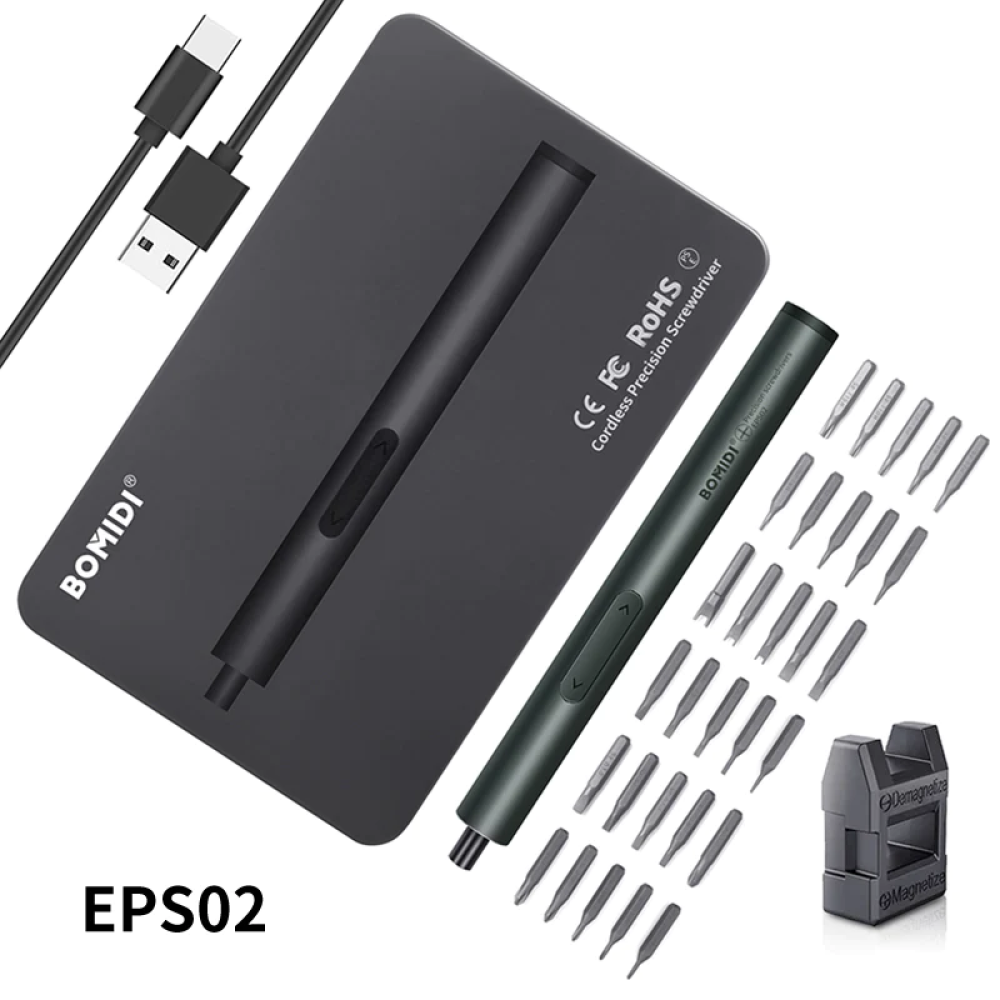 BOMIDI EPS02 Electric Screwdriver Set With 30 in One Cordless Screwdriver, Poweful Motor, Lightweight, Portable Design and Ergonomic Design - Black - 1