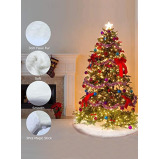 White Faux Fur Christmas Tree Skirt, 48 Inch Diameter Snowy Xmas Tree Skirt Decoration, Christmas Tree Mat with Soft and Fluffy Texture, Perfect Tree  - 2 miniature
