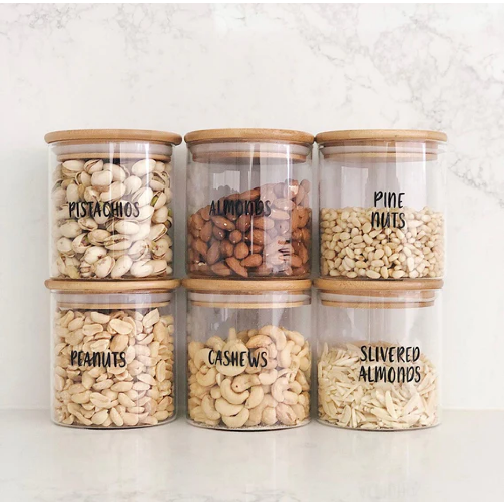 Honey Bee 500ML Multipurpose Airtight Round Glass with Bamboo Lid For Kitchen & Pantry - 5