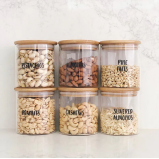 Honey Bee 500ML Multipurpose Airtight Round Glass with Bamboo Lid For Kitchen & Pantry - 5 miniature