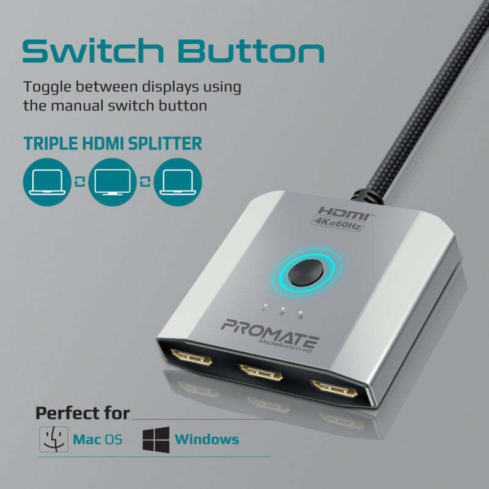 محول PROMATE MEDIASWITCH-H3 Hdmi® عالي الدقة 4K 3 في 1 - 5