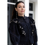 الروح الآسيوية، سترة علوية من الدانتيل باللون الأسود، مقاس صغير (S) - 4 miniature