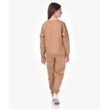 طقم ملابس بناتي مكون من قطعتين، قميص رياضي مريح + بنطلون (9-10 سنوات) - بني - 6 miniature