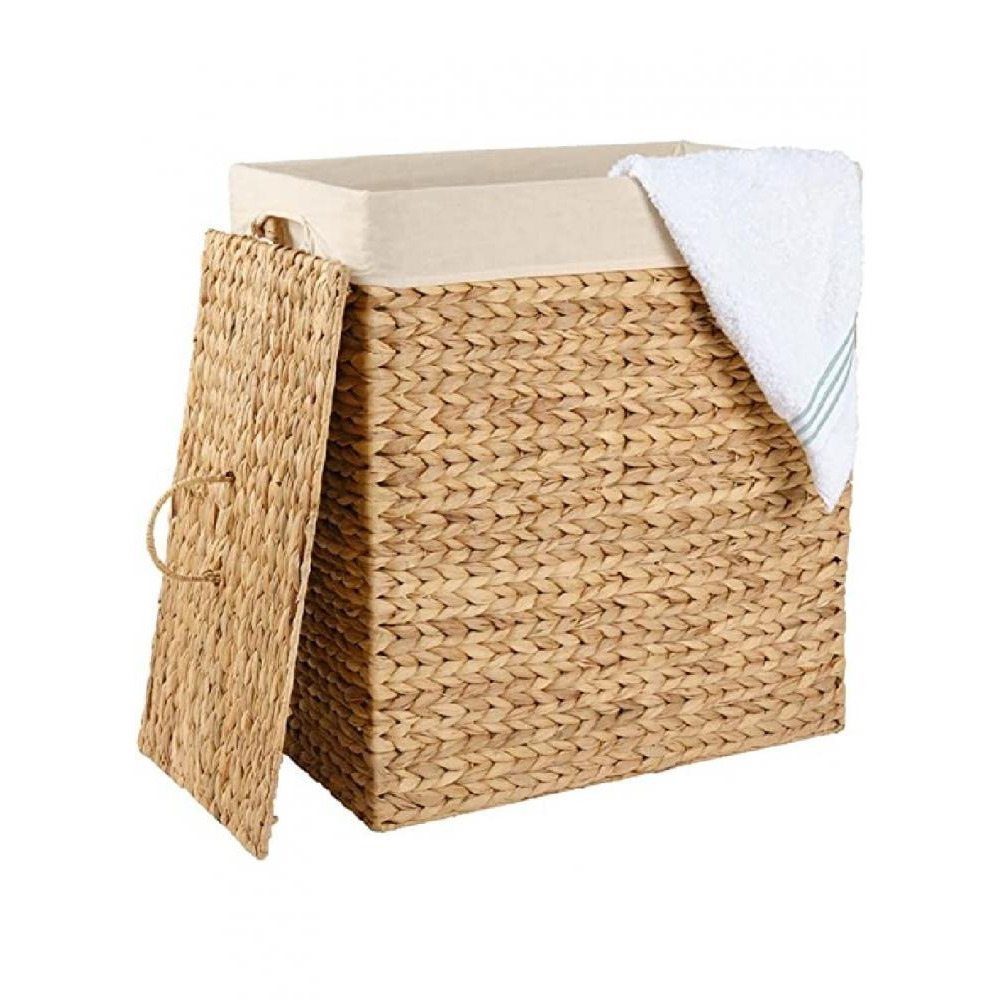 Homesmiths Rectangular Water Hyacinth Laundry Hamper 54.5 x 33 x 61 cm - 4