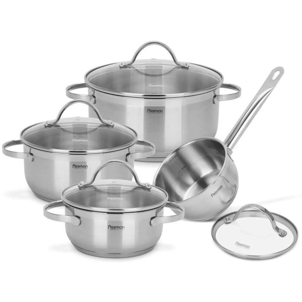 Fissman 8- Piece Cookware Set Gabriela with Glass Lids Stainless Steel - 1