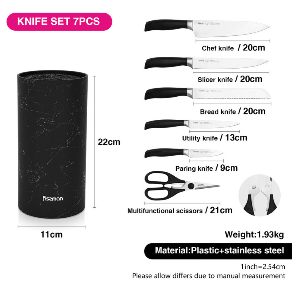 Fissman 7 Pc Knife Set Miyamura With Plastic Block (3Cr14 Steel) - 2