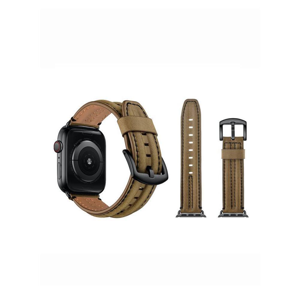 Perfii Humped Leather Replacement Band For Apple Watch 49/45/44/42mm Series Ultra/8/7/6/5/4/SE - 2