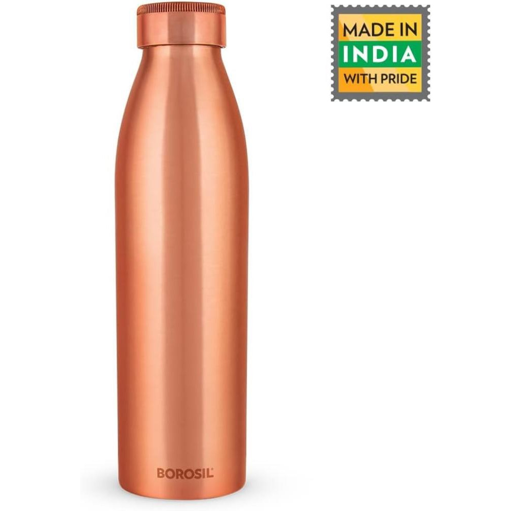 زجاجة مياه نحاسية من بوروسيل برو، نحاس 100%، مقاومة للتسرب، للاستخدام اليومي، 950 مل (عبوة من قطعة واحدة) - 2