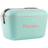 Polarbox Classic Cooler Box with Leather Strap, Cyan \& Baby Rose Rigid Thermal Insulated Ice for Beach, Picnic Party,  12L, Cyan \& Baby Rose  - 3 miniature