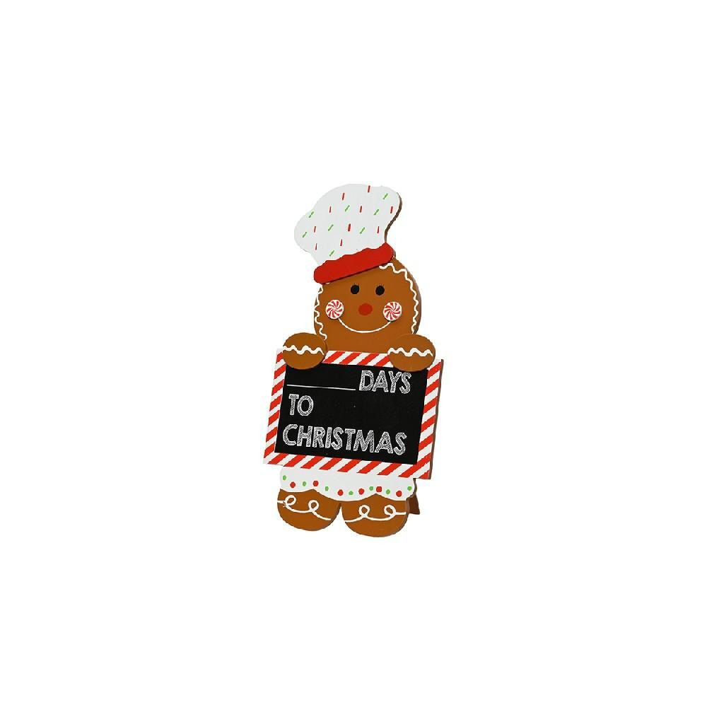 Kaemingk Decoris Xmas Figure MDF Ginger Bread Man with Countdown Sign - 1
